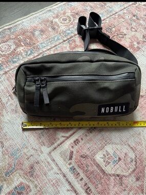 NOBULL Camo Olive Green Waist Sling Bag with Black Accents